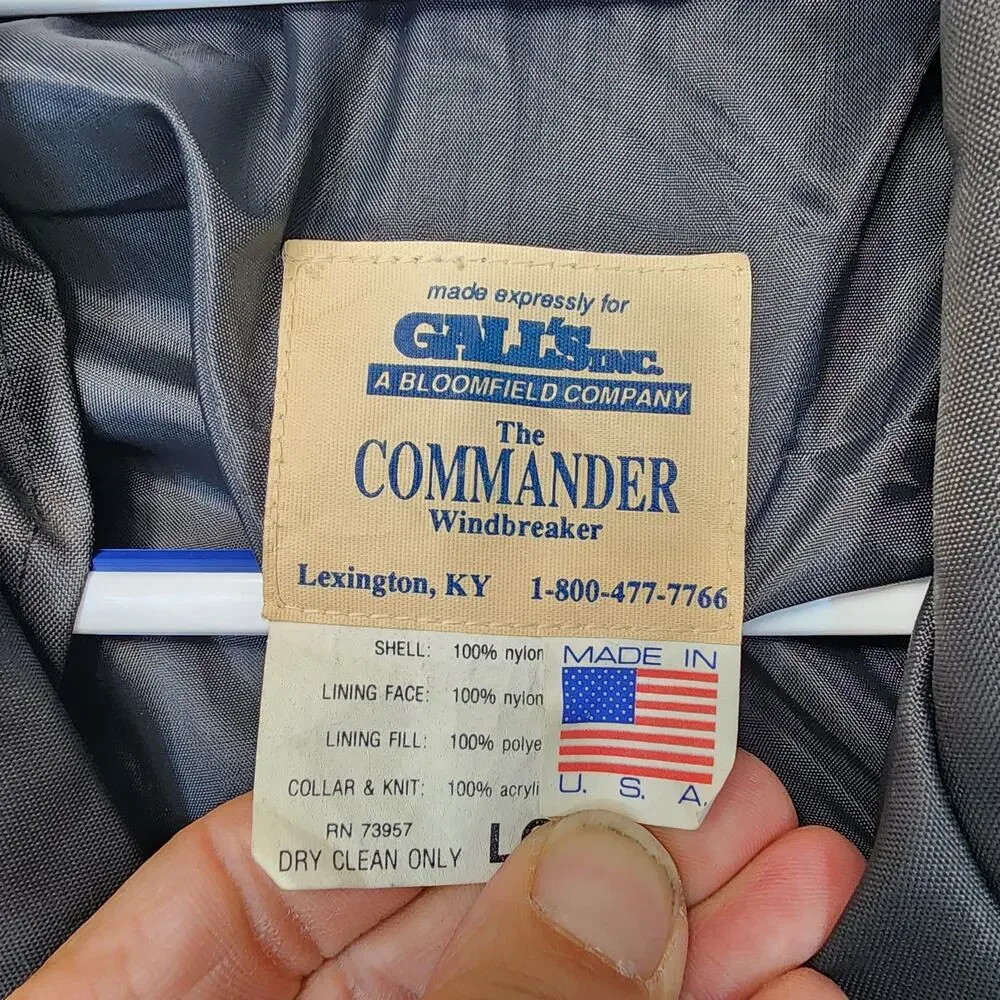 Vintage The Commander Windbreaker for Galls Large Black Military Chore Made USA